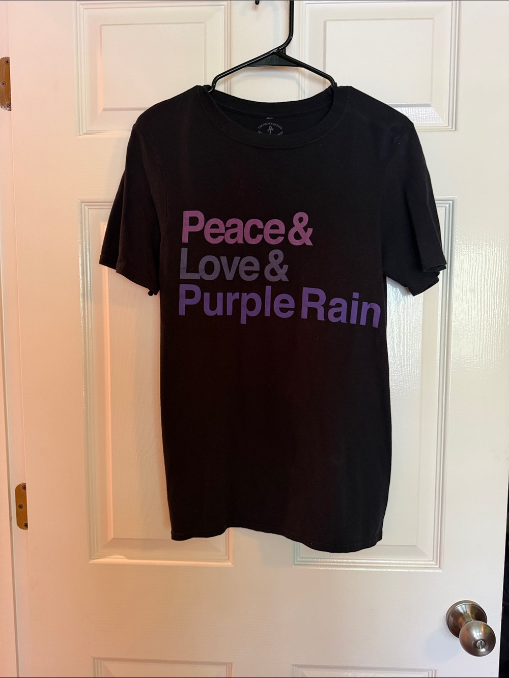 Prince Estate Black Graphic Tee "Peace & Love & Purple Rain"